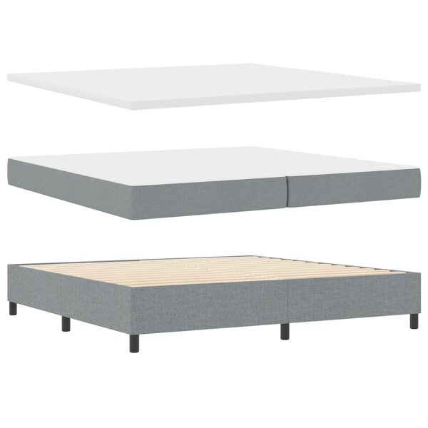 vidaXL Lit avec sommier et banc gris clair 200x200 cm en tissu