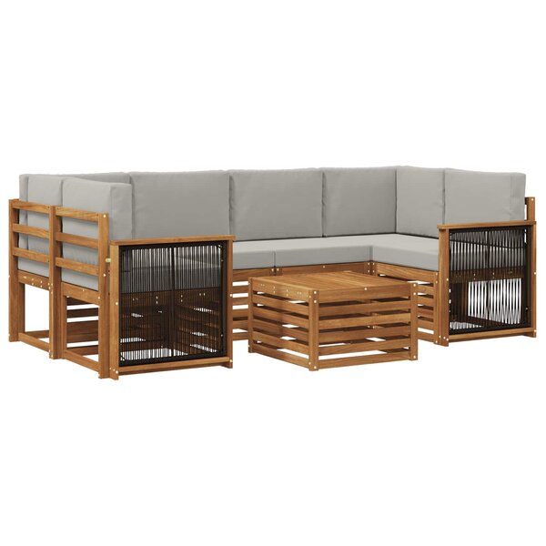 vidaXL Ensemble de canapés d'extérieur 7 pc Naturel et gris clair