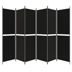 vidaXL Cloison de séparation 6 panneaux Noir 300x200 cm Tissu