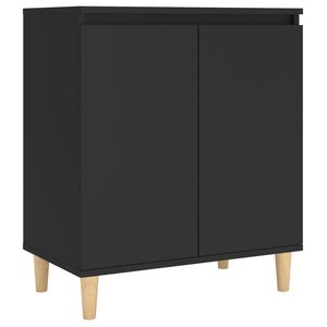 vidaXL Buffet avec pieds en bois massif noir bois d'ingénierie