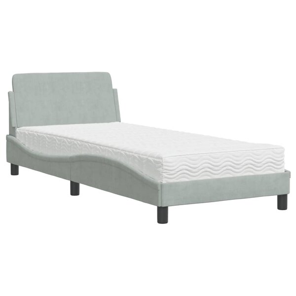 vidaXL Lit avec matelas gris clair 90x190 cm velours
