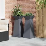 vidaXL Jardinières sur pilier   2 pièces avec bol anthracite  dimensions 40x40x100 cm en acier.