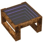 vidaXL Table basse avec LED infini chêne fumé 50x53x30 cm