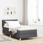 vidaXL Lit à ressort avec matelas en gris foncé  100 x 200 cm  tissu