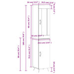 vidaXL Buffet haut Gris béton 34 5x34x180 cm Bois d'ingénierie