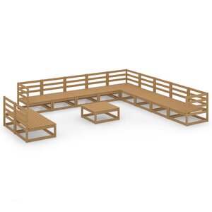 vidaXL Salon de jardin 12 Pièces marron miel bois de pin massif