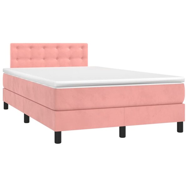 vidaXL Sommier à lattes de lit avec matelas rose 120x190 cm velours