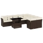 vidaXL Salon de jardin 10 Pièces avec coussins marron résine tressée