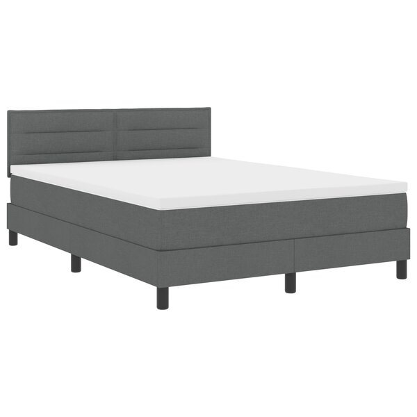 vidaXL Lit avec sommier gris foncé et matelas 140x200 cm en tissu