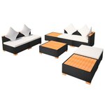 vidaXL Salon de jardin 8 Pièces avec coussins résine tressée noir
