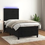 vidaXL Sommier à lattes de lit avec matelas LED Noir 80x200cm Velours
