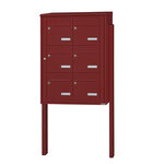 Bloc collectif Leabox  2x3  grade 3  simple face  extérieur  fixation sur pieds à sceller  rouge brun ral 3011 finition brillante