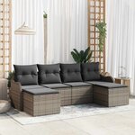 vidaXL Ensemble de canapé de jardin avec coussin 6 Pièces Gris Poly rotin