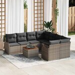 vidaXL Ensemble de canapé de jardin 9 Pièces Gris Poly rotin
