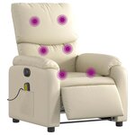 vidaXL Fauteuil de massage inclinable électrique crème similicuir