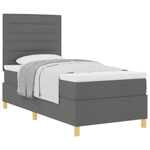vidaXL Lit à ressorts avec matelas Gris foncé 90 x 200 cm tissu