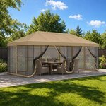 vidaXL Gazebo avec murs latéraux 6 x 3 m Beige Polyester et Acier