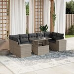 vidaXL Salon de jardin 8 Pièces avec coussins gris clair résine tressée