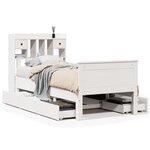 vidaXL Lit bibliothèque sans matelas blanc 90x200cm bois de pin massif