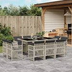 vidaXL Ensemble à manger de jardin 11Pièces avec coussins gris poly rotin