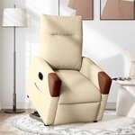 vidaXL Fauteuil inclinable électrique crème tissu