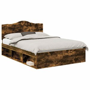 vidaXL Cadre de lit Chêne fumé 160 x 200 cm Pin massif