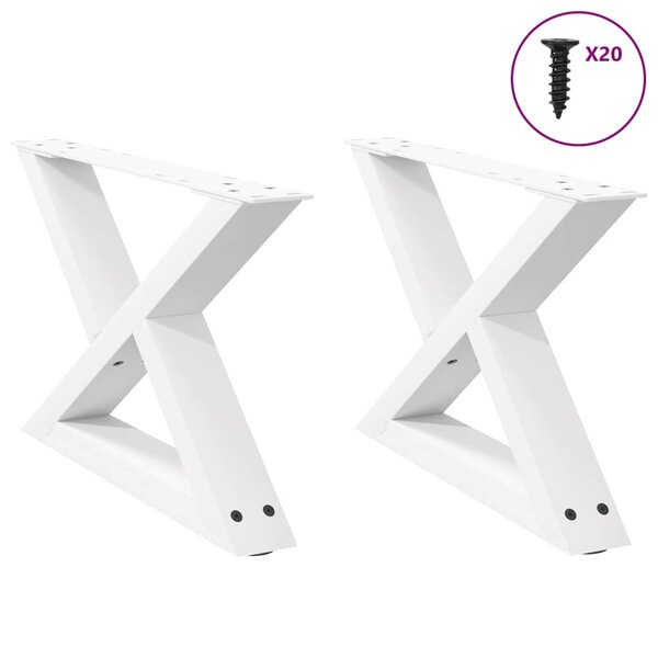 vidaXL Pieds de table basse 2 pièces Blanc 50 x (30-31 3) cm Acier
