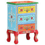 vidaXL Table de chevet peinte à la main 40x30x60 cm Bois de manguier