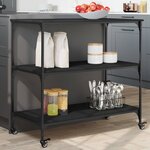 vidaXL Chariot de cuisine noir 102x50x95 cm bois d'ingénierie
