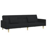vidaXL Canapé-lit à 2 places avec repose-pied noir tissu