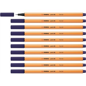 Stylo-Feutre POINT 88 Pointe Fine 0 4 mm Bleu nuit x 10 STABILO