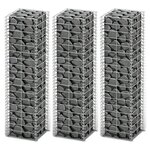 vidaXL Jeu de panier de gabion 3 Pièces Fil galvanisé 25 x 25 x 100 cm