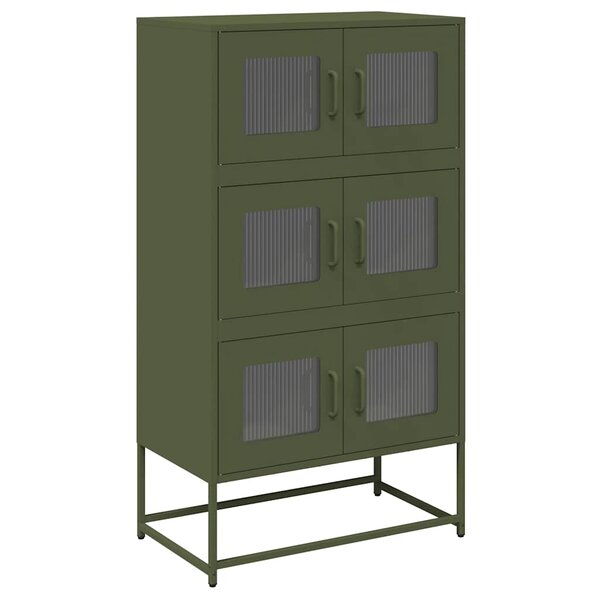 vidaXL Buffet haut vert olive 68x39x123 cm acier
