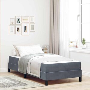 vidaXL Lit à ressorts avec matelas Gris foncé 90 x 220 cm tissu