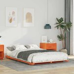 vidaXL Cadre de lit surélevé Marron cire 135 x 190 cm