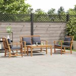 Ensemble de canapé de jardin 4 Pièces Naturel Bois de teck solide