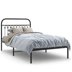 vidaXL Cadre de lit métal sans matelas avec tête de lit noir 100x190cm