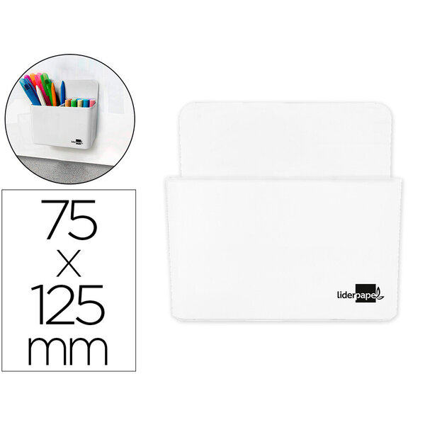 Liderpapel pot a crayons plastique magnetique - 12.5x7.5x4cm - blanc