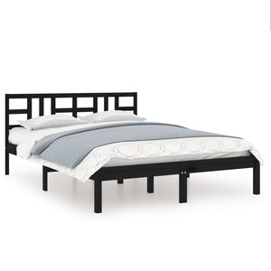 vidaXL Cadre de lit sans matelas noir 140x190 cm bois massif