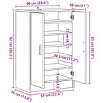 vidaXL Meuble à chaussures Chêne fumé 60x35x92 cm Bois d'ingénierie