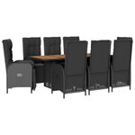 vidaXL Ensemble à manger de jardin 9Pièces coussins noir résine tressée