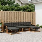 vidaXL Ensemble de canapés d'extérieur 6 pc Naturel et noir