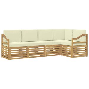 vidaXL Ensemble de canapés d'extérieur 5 pc Blanc et crème Polyester
