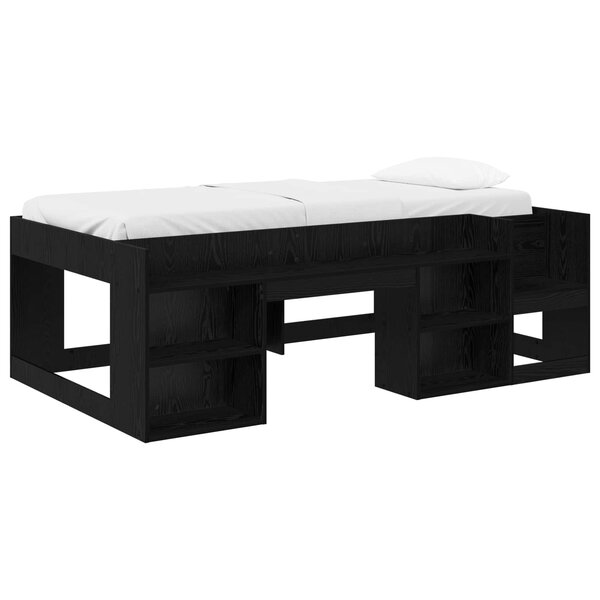 vidaXL Cadre de lit pour enfants avec rangement Chêne noir 90 x 190 cm