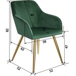 Lot de 6 chaises pieds doré siège de salon cuisine salle à manger design élégant velours vert 08_0000062