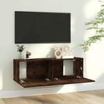 vidaXL Armoire murale TV Chêne fumé 100x30x30 cm Bois d'ingénierie
