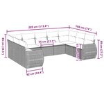 vidaXL Salon de jardin 9 Pièces avec coussins gris clair résine tressée