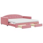 vidaXL Lit de jour avec gigogne et tiroirs rose 100x200 cm velours