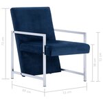 vidaXL Fauteuil avec pieds chromés Bleu Velours