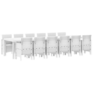 vidaXL Ensemble de salle à manger pour jardin 13 Pièces Blanc Rattan Polt